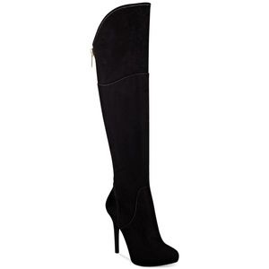 Guess Verina2 Over The Knee Faux Suede Boots Black